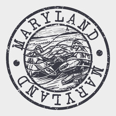 Maryland Stamp Postal. Silhouette Seal. Passport Round Design. Vector Icon. Design Retro Travel. National Symbol.	
