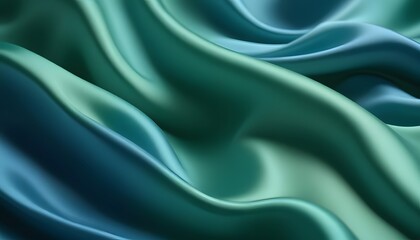 Fototapeta premium Turquoise satin background. Silk fabric with pleats. Satin, silk, or satin create a beautiful drape. Fashion design, background.