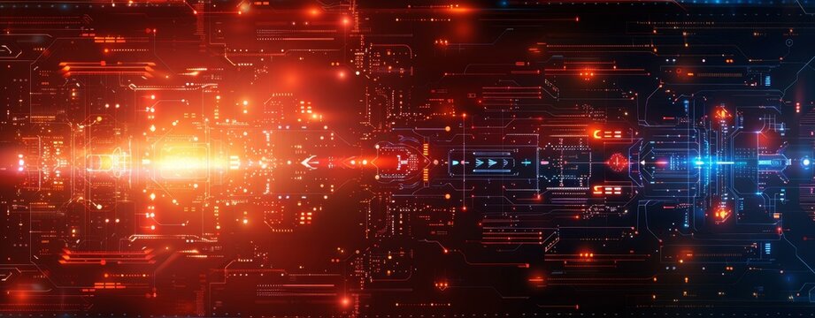 abstract background, circuit board technology, laser and geometric theme abstract background,  Generative Ai