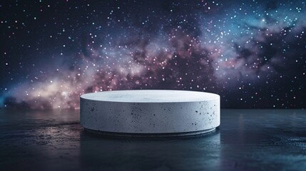 display platform on galaxy background