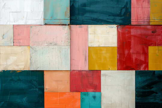 Simple, large color blocks in a modern palette, with clean edges and subtle texture. 