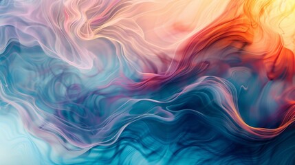 Obraz premium A fluid, wave-like abstract background with harmonious colors and smooth transitions, evoking a sense of movement and flow