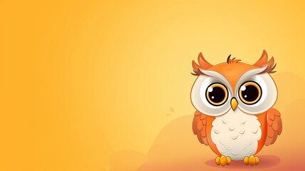 Fototapeta premium cartoon owl with big eyes, cute illustration for kids