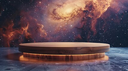 display stand on galaxy background