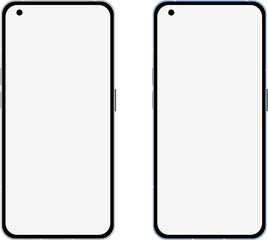 Modern realistic Nothing blank smartphone mock up dot notch. Mutliple colour variants vector illustration. Device UI UX mockup for presentation template. Cellphone frame with blank screen isolated