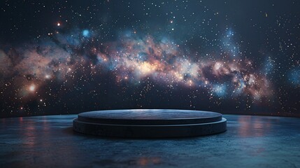 display stand on galaxy background