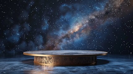 display stand on galaxy background