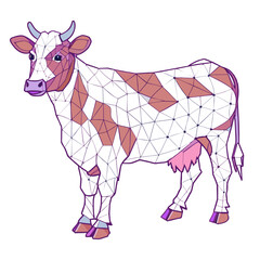 cow full body, low poly, polygon, outline