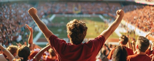 Male sports fan cheering at a college football game
