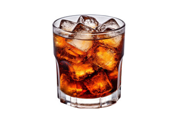 Iced cola in glass isolated on transparent background.