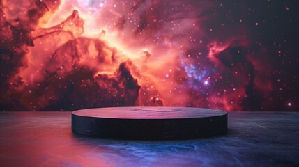 display stand on universe background