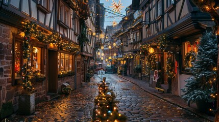 Fototapeta premium Old European Town Square During Christmas Market