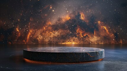 display stand on universe background