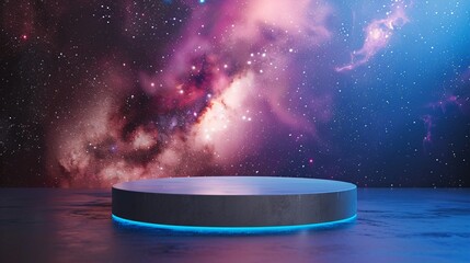 display stand on universe background