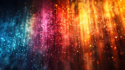 Obraz premium Captivating Digital Rain:Colorful Cascading Droplets on Mysterious Dark Background
