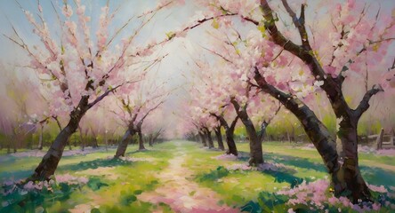 Cherry blossom blooming tree in spring for background 