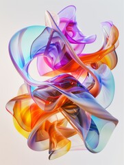 Fototapeta premium Elegant Abstract Glass Sculpture in Vibrant Colors, Modern Art Design Banner, abstract graphic, banner design, pattern design, web background template