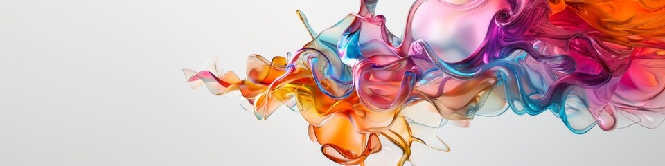 Obraz premium Elegant Abstract Glass Sculpture in Vibrant Colors, Modern Art Design Banner, abstract graphic, banner design, pattern design, web background template