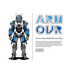 Armour illustration with a mecha futuristic designed armor and colored with blue, white, and gray color.