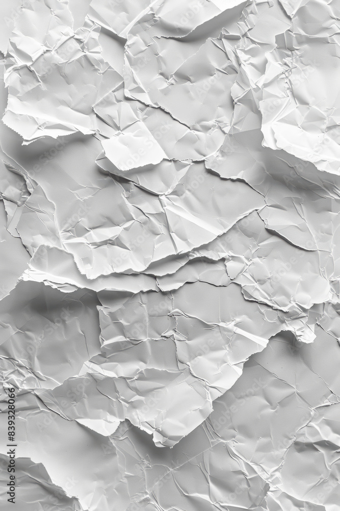 Poster crumpled white paper texture, abstract background with folds and creases. great for design projects 