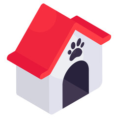 Conceptual isometric design icon of doghouse 