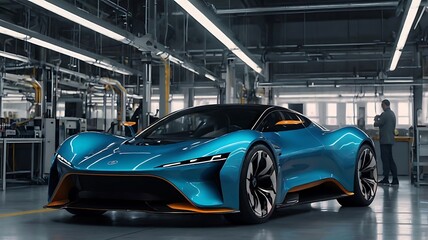 Sports car chassis and battery packs, highlighting high performance