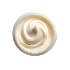Opened cosmetic cream jar top view isolated on transparent background