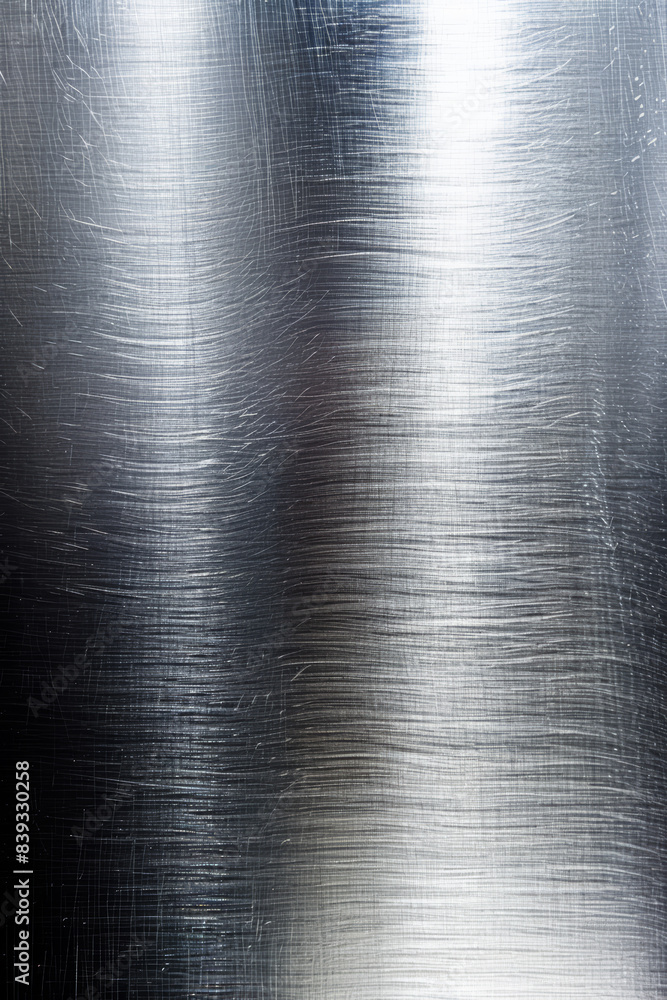 Poster close-up of brushed metal surface with intricate texture patterns, showcasing industrial material an