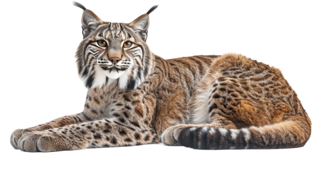A lynx resting on a white background