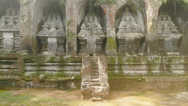 Historical Pura Gunung Kawi temple. Bali ancient architecture, kawi mountain with royal tombs