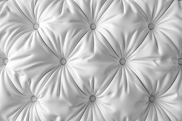 Luxurious white leather upholstery with intricate button tufting pattern. Ideal for backgrounds, textures, and interior design concepts.
