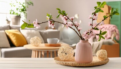 Spring Elegance: Branches in a Vase with Table Decor Details