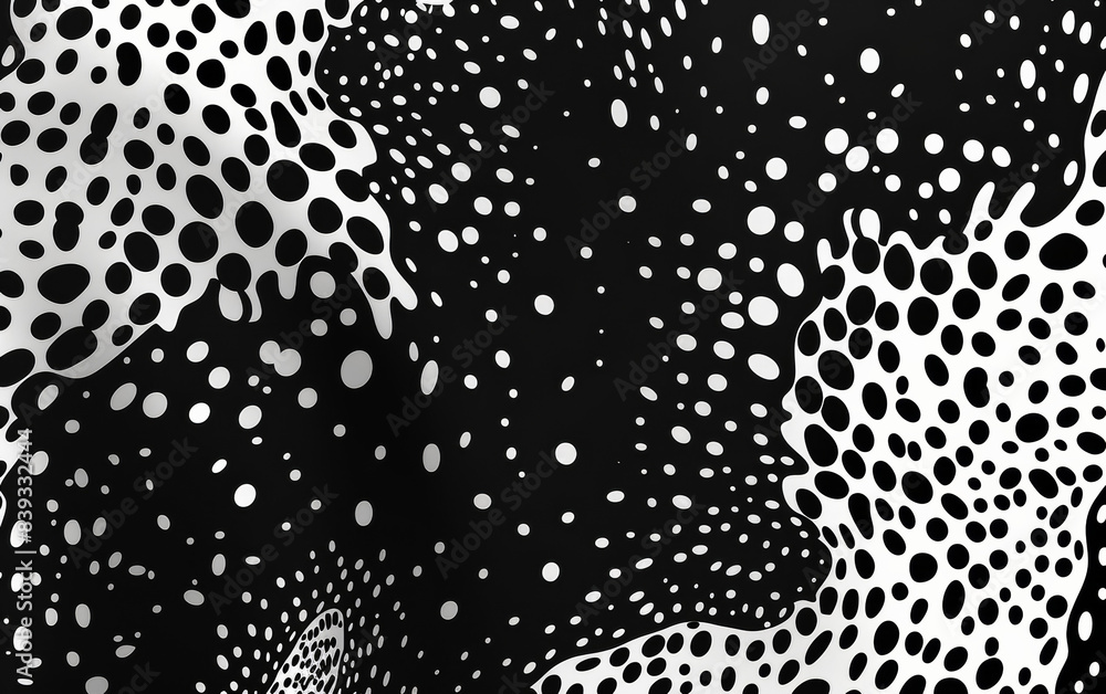 Poster abstract black and white pattern with dynamic dots and organic shapes. modern artistic background su