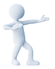 pointing man minimalistic simple 3d illustration isolated on transparent background
