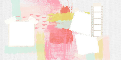 Obraz premium Abstract artistic quick page in tender colors. Scrapbook double side template