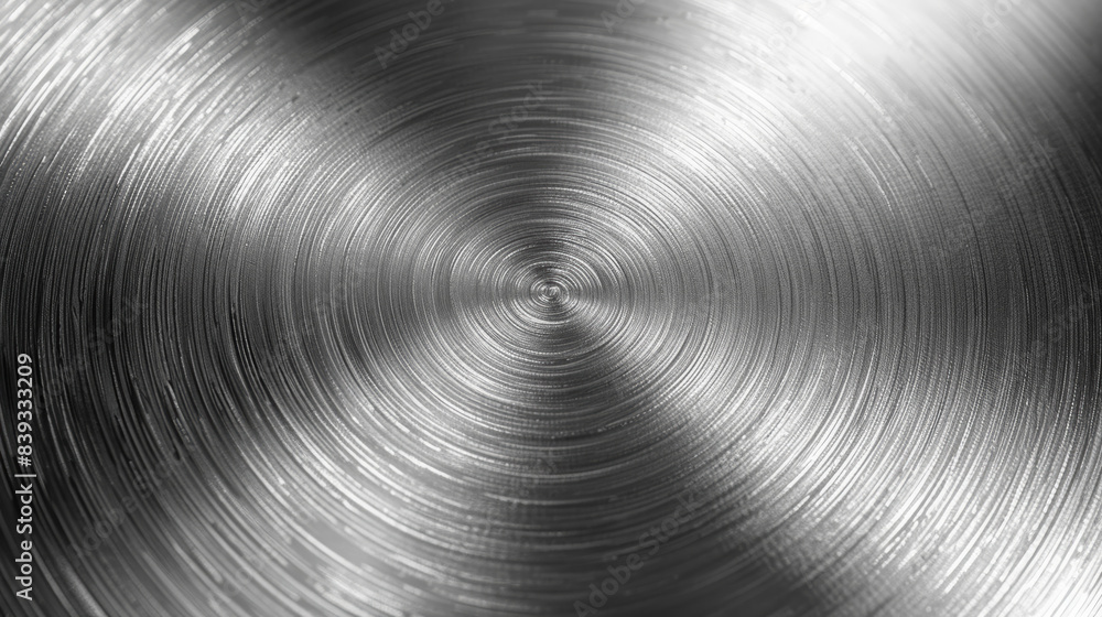 Aufkleber close-up of a polished metal surface with circular patterns forming a hypnotic texture and reflectiv