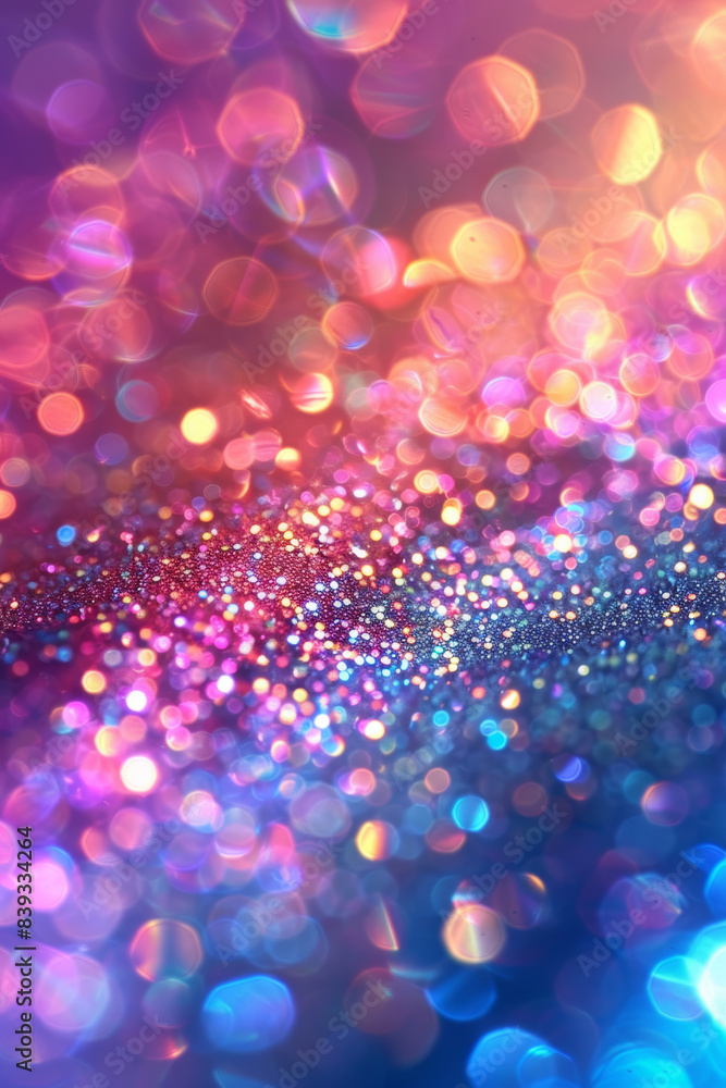 Poster Abstract background with vibrant, multicolored bokeh lights creating a dreamy, sparkling effect. Perfect for festive or celebratory themes.