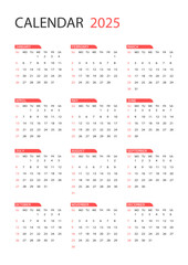 2025 Minimal Business Vertical A4 Calendar. Week Starts on Sunday.