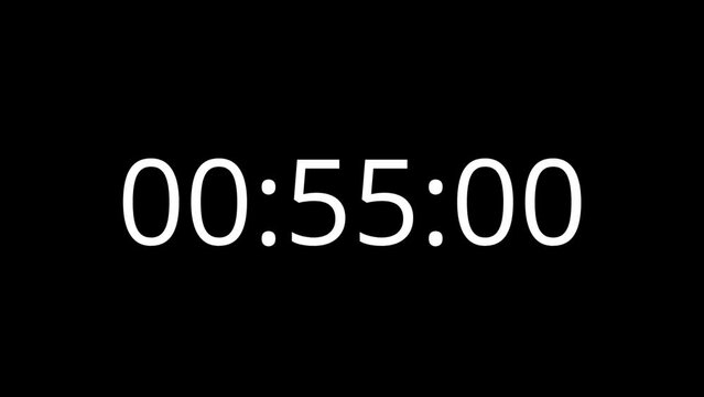 1 minute countdown timer on black background suitable for concepts of time, deadlines
