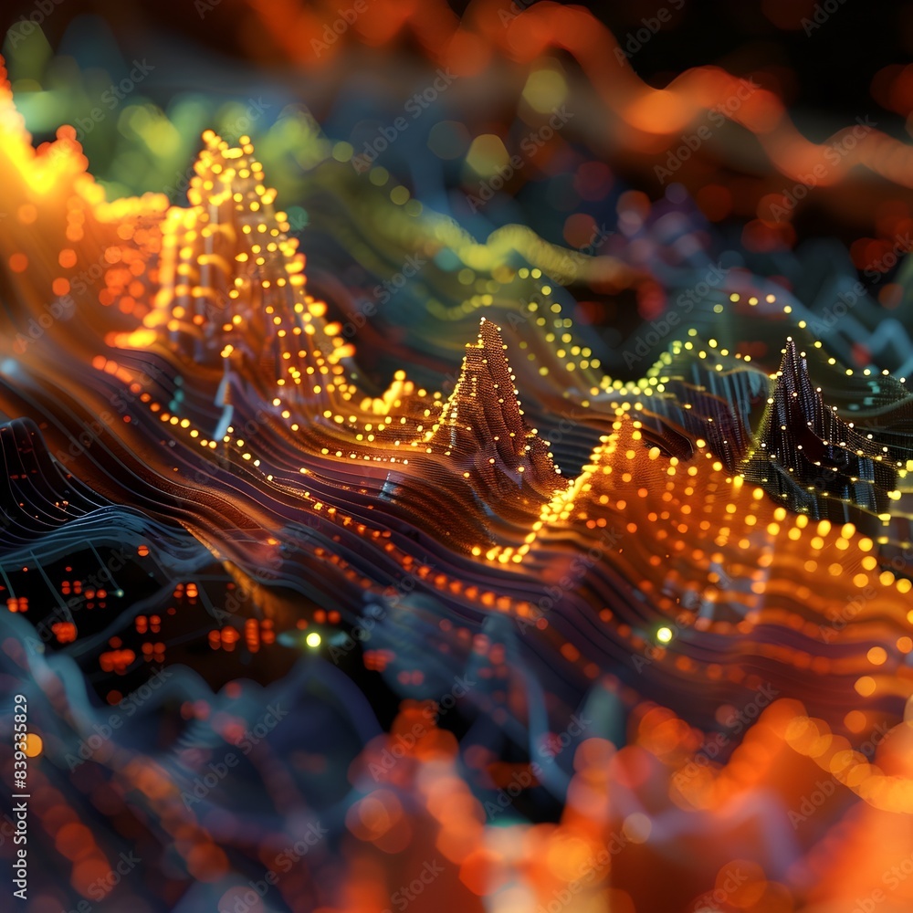 Aufkleber captivating 3d rendered visualization of digital market data trends and analytics