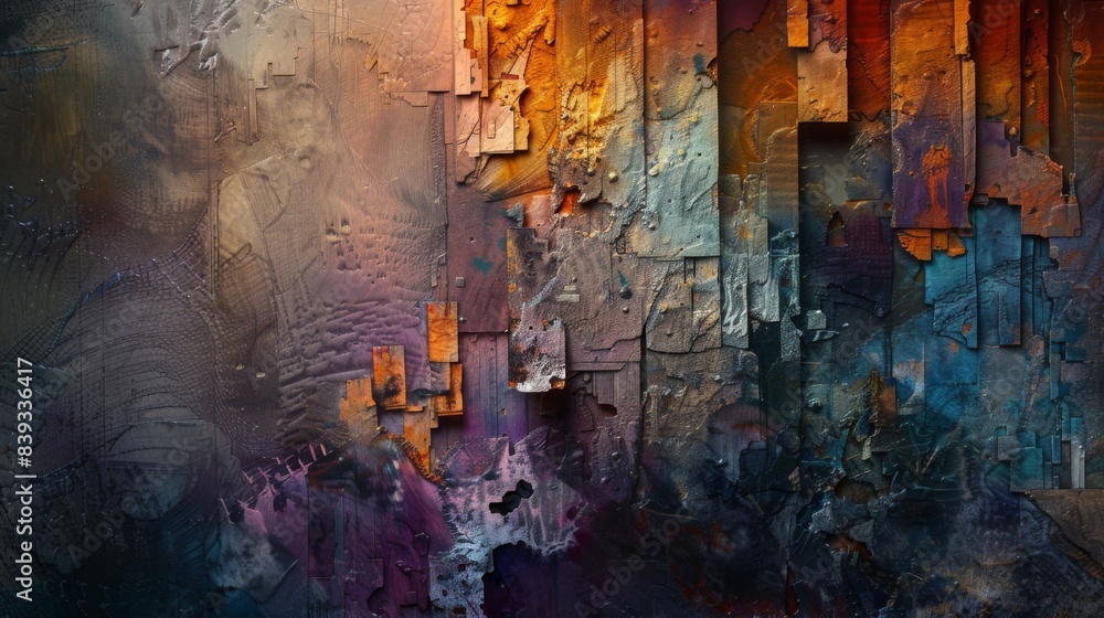Aufkleber a rich, textured abstract background with layers of color and depth, providing a visually engaging e
