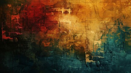 A rich, textured abstract background with layers of color and depth, providing a visually engaging experience