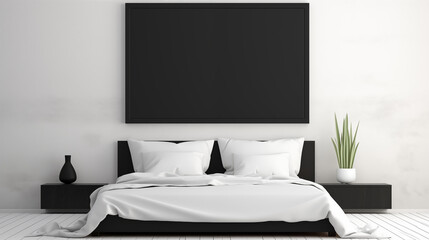 Minimalist Black Bedroom Interior with Black Frame