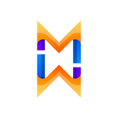 initial letter M W icon logo design