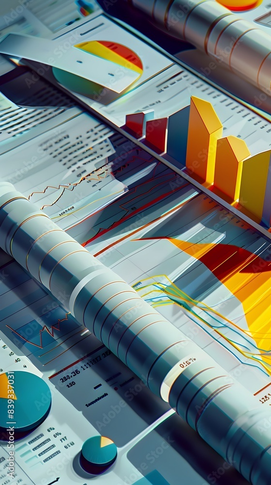 Poster detailed data analysis and performance tracking of a index with visualization elements