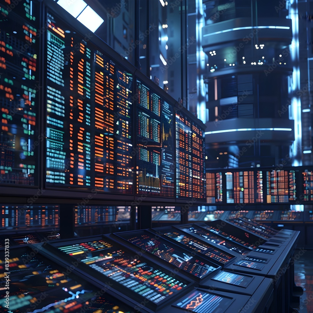 Poster dynamic financial data displays powering index trading