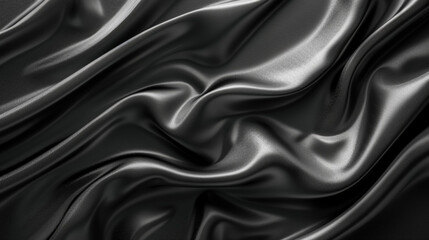 Elegant black silk fabric texture with smooth folds and luxurious sheen. Perfect for backgrounds, fashion, and textile designs.