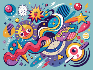Fototapeta premium Cute Vintage Abstract Wallpaper Texture. Colorful and fun streamers in the retro style