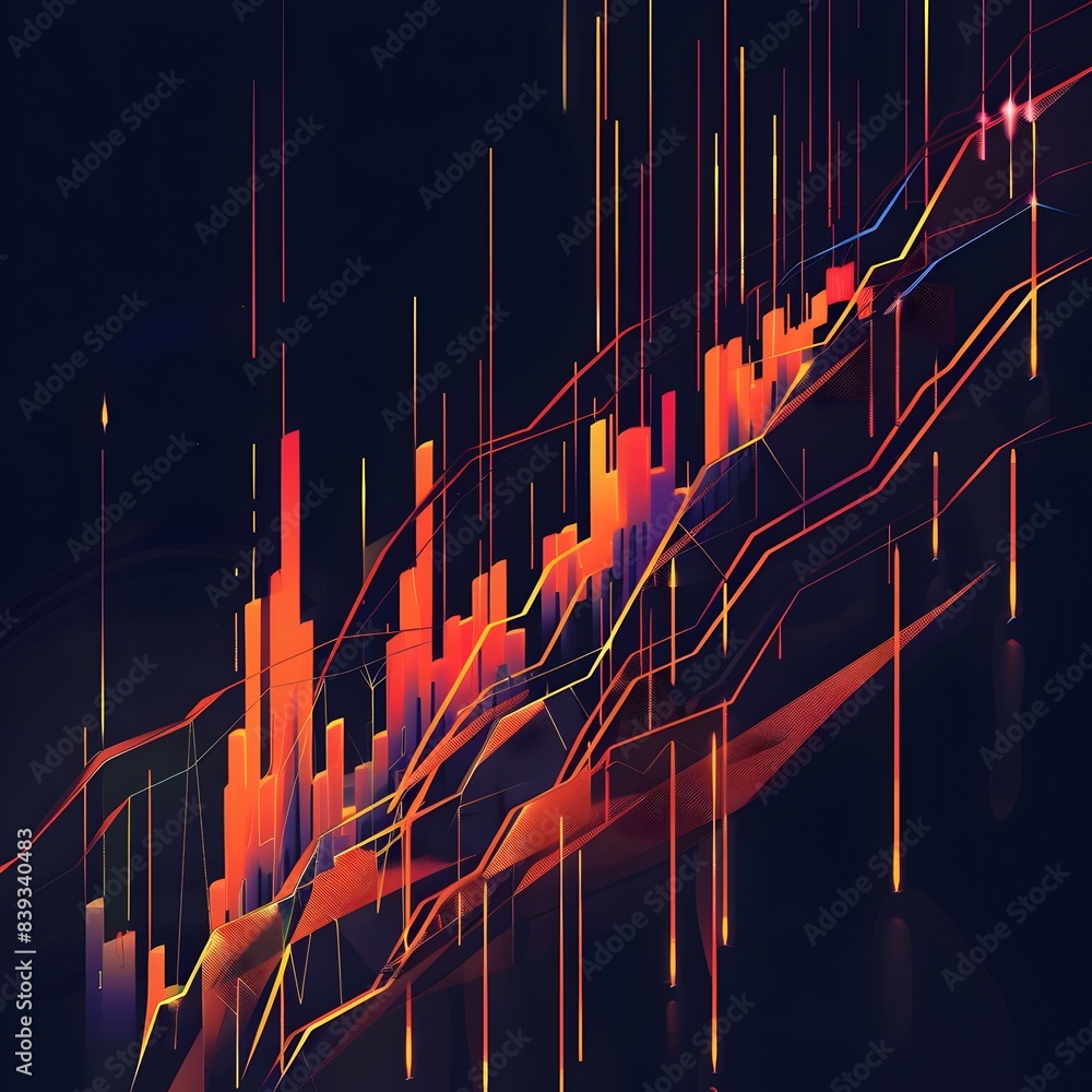Poster dynamic index movement animated in vibrant abstract financial chart