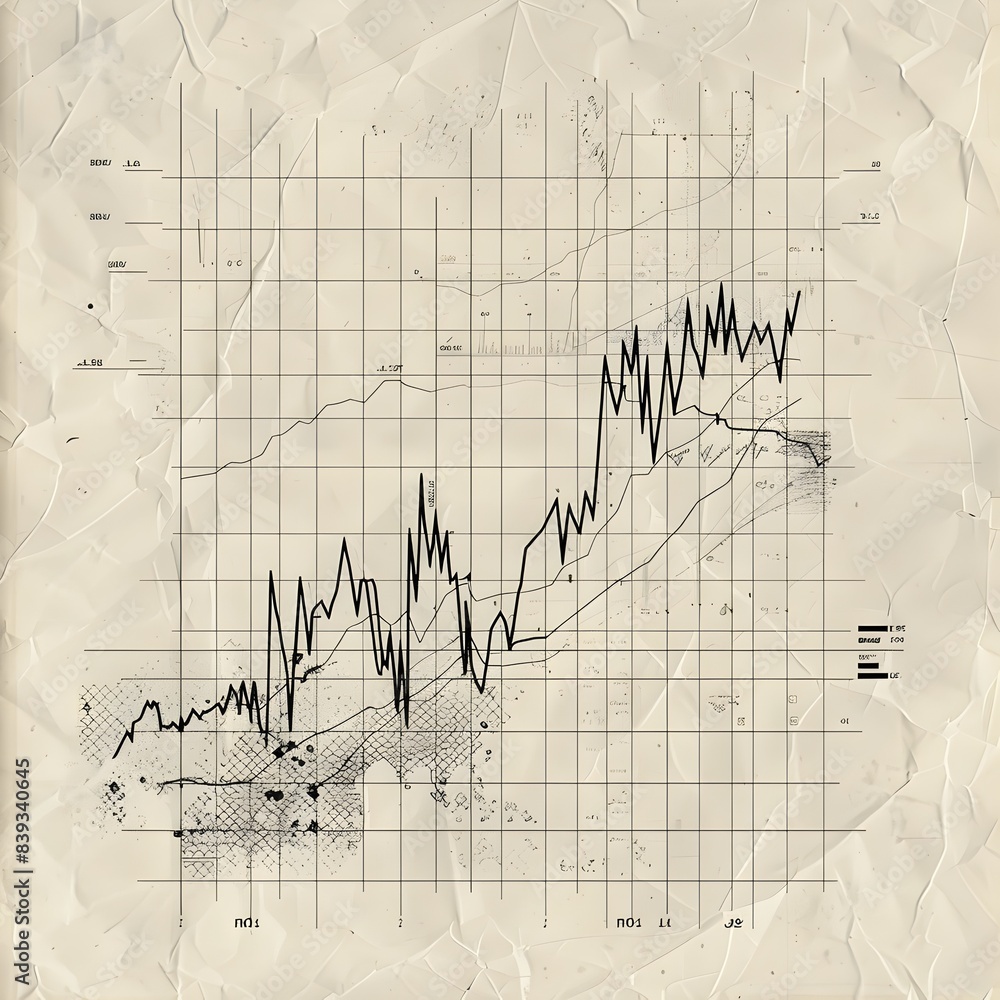 Poster minimalist line art of a index chart on graph paper